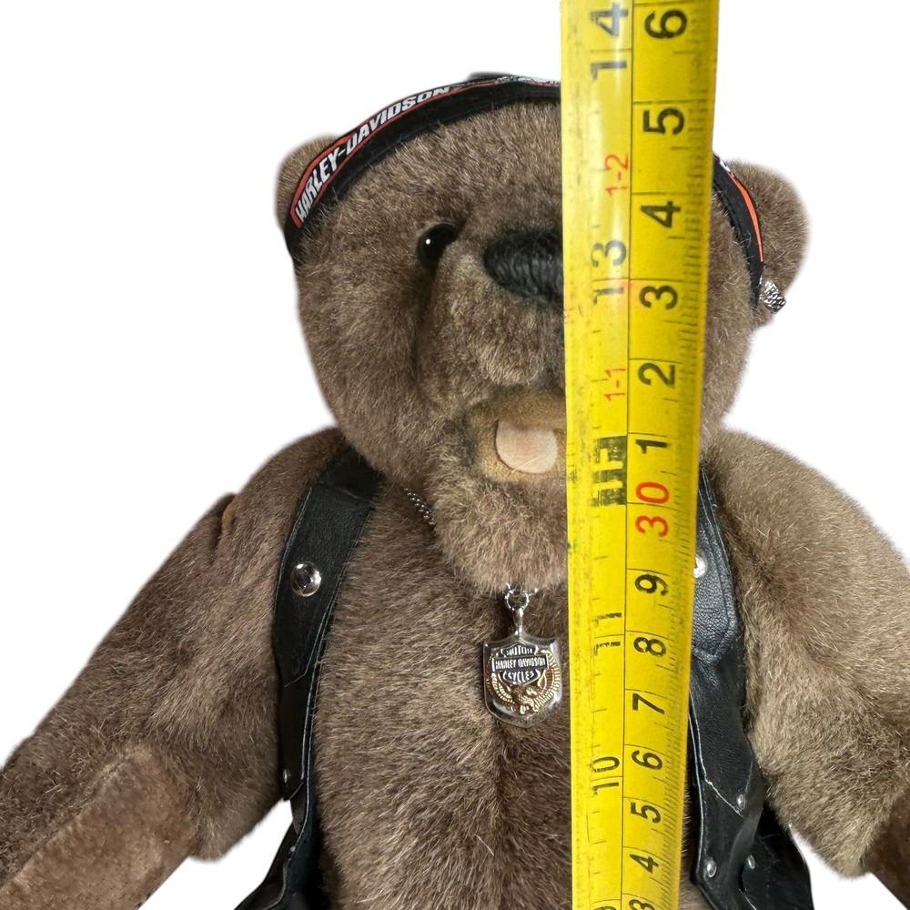 Franklin Mint Harley Davidson Plush Bear Biker Outfit Studded Vest Wallet Key - Picture 15 of 16